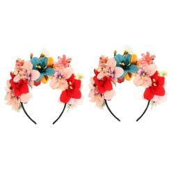ibasenice 2St Stirnband aus künstlichen Blumen haarschmuck Europäisch und amerikanisch künstliche Kopftaste Kopfbedeckung Braut Kranz Stoff von ibasenice