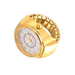 ibasenice Digitale Fingerring-Uhr: Digitale runde Uhr für Damen Herrenuhr/Glänzende Quarz-Ringuhr mit verstellbarem Band/Geeignet für die Arbeit, gold, 2.7x2.5cm von ibasenice