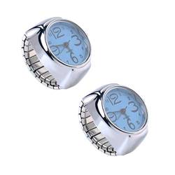 ibasenice Finger Watch- 2 Stücke Quarz Ring Uhr Tragbare Ringuhr Mini- Zeitanzeige Fingeruhr Praktische Ringuhr Universal Fingeruhr für M?nner Blau Ring Mit Display von ibasenice