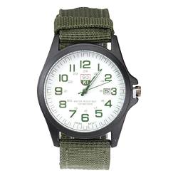 ibasenice Herren-Armbanduhr, Quarz, Nylon, Sportuhren, Kalender, Quarzuhr Los 4 * 21cm Militärgrün von ibasenice