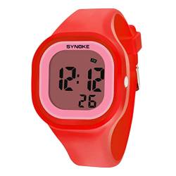 ibasenice Herren Uhren Elektrische Uhr Silicon Electronic Watch- wasserdichte Uhr Einstellbare Tragbare Elektronische Uhr Uhr Universal Electronic Watch für Erwachsene Rot Laufuhr von ibasenice