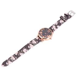 ibasenice Uhren Elegante Pflaumenblüte Armbanduhr Lederuhr Geburtstagsgeschenk für Freundin Dame Schwarz von ibasenice