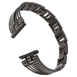 ibasenice Uhrenarmbänder Kompatibel für 2 Ersatz Uhr Bands Strass Metall Kette Riemen Handgelenk Band Strap Armband Armreif Schwarz 18. 5X2. 2CM von ibasenice