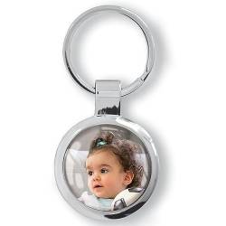 ibera gifts - Personalisierter Schlüsselanhänger Foto Rund - Anhänger/Medaillon mit eigenem Bild Gravur personalisiert für Papa - Mama Männer Paar von ibera gifts