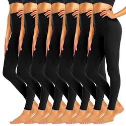 iceROSE 7er-Pack Leggings mit hoher Taille für Damen, butterweich, schwarz, Laufen, Yoga-Leggings von iceROSE