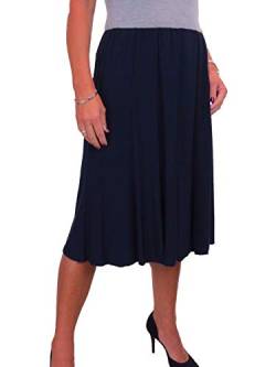 Knielanger Swing Flare Rock Für Damen, Weich Und Elastisch Mit Glanz Und Vollständig Gefüttert Marine Blau 34-48 (M) von icecoolfashion