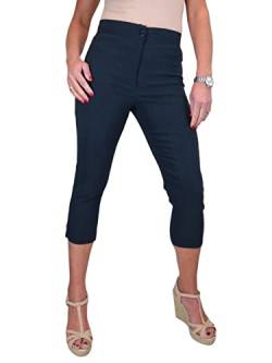 icecoolfashion Damen-Caprihose mit hoher Taille, 3/4-Länge, Pedalschieber Dunkelblau 34-48 (46) von icecoolfashion