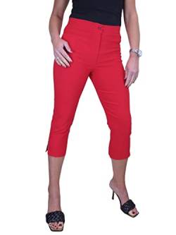 icecoolfashion Damen-Caprihose mit hoher Taille, 3/4-Länge, Pedalschieber Rot 34-48 (44) von icecoolfashion