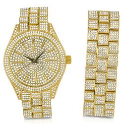 .iced-out. Full Bling Uhr Armband Set - Gold von .iced-out.