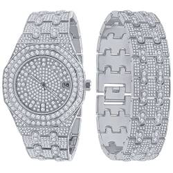 .iced-out. Full Bling Uhr Armband Set - Silber von .iced-out.