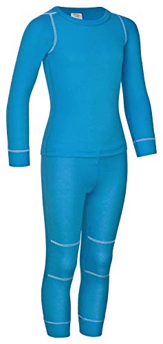 icefeld® - atmungsaktives Thermo-Unterwäsche Set für Kinder - warme Wäsche aus langärmligem Oberteil + Langer Unterhose (ÖkoTex100) in blau oder pink (110/116, blau_) von icefeld