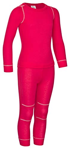 icefeld® - atmungsaktives Thermo-Unterwäsche Set für Kinder - warme Wäsche aus langärmligem Oberteil + Langer Unterhose: pink in Größe 158/164 von icefeld