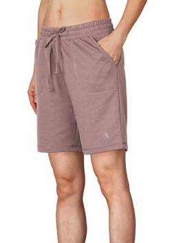 icyzone Damen Bermuda Shorts Kurze Sporthose Jogginghose Atmungsaktiv Laufshorts Sport Shorts mit Taschen (M, Taro Lila) von icyzone