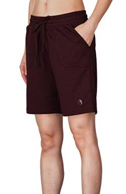 icyzone Damen Bermuda Shorts Kurze Sporthose Jogginghose Atmungsaktiv Laufshorts Sport Shorts mit Taschen (M, Weinrot) von icyzone