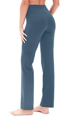 icyzone Damen Bootcut Yogahose Lange Sporthose Hohe Taille Flare Fitness Training Hosen (M, Blau) von icyzone