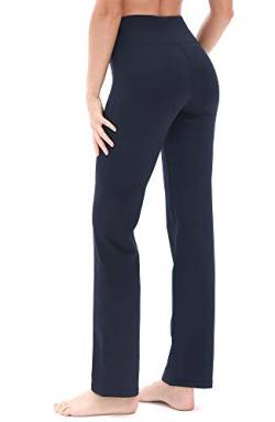 icyzone Damen Bootcut Yogahose Lange Sporthose Hohe Taille Flare Fitness Training Hosen (M, Navy) von icyzone