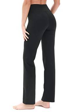 icyzone Damen Bootcut Yogahose Lange Sporthose Hohe Taille Flare Fitness Training Hosen (M, Schwarz) von icyzone