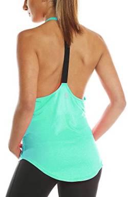 icyzone Damen Fitness Sport Tank Top Ärmelloses Sport Oberteil Yoga Gym Shirt (S, Ice Green) von icyzone