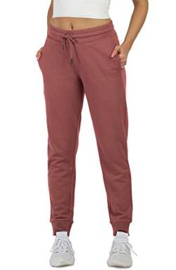 icyzone Damen Jogginghose Sweathose Baumwolle Lang Sporthose Hohe Taille Freizeithose mit Taschen (S, Dusty Pink) von icyzone