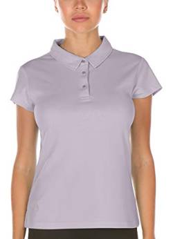 icyzone Damen Poloshirt Kurzarm Golf Polohemd Atmungsaktiv Sport Tennis T-Shirt (L, Blasses lila) von icyzone