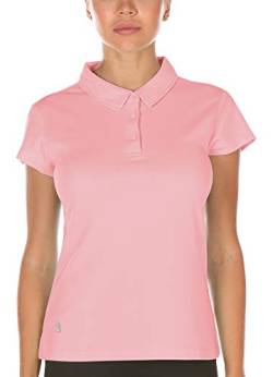 icyzone Damen Poloshirt Kurzarm Golf Polohemd Atmungsaktiv Sport Tennis T-Shirt (L, Pink) von icyzone