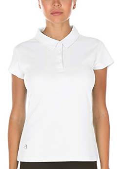 icyzone Damen Poloshirt Kurzarm Golf Polohemd Atmungsaktiv Sport Tennis T-Shirt (M, Weiß) von icyzone