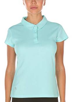 icyzone Damen Poloshirt Kurzarm Golf Polohemd Atmungsaktiv Sport Tennis T-Shirt (XL, Aqua) von icyzone