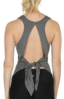 icyzone Damen Rückenfrei Yoga Tank Tops Ärmellos Sport Fitness Shirts (S, Charcoal) von icyzone