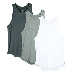 icyzone Damen Sport Fitness Tank Top Racerback 3er Pack, Yoga Running Shirt Gym Oberteile (XXL, Schwarz/Grau/Weiß) von icyzone