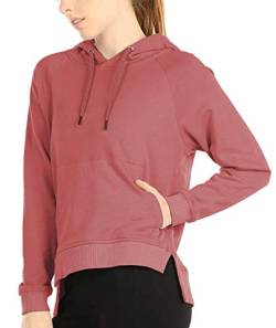 icyzone Damen Sport Hoodie Classic Kapuzenpullover Sweatshirt Langarm Oberteile Pullover (S, Dunkelpink) von icyzone