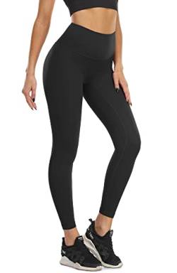 icyzone Damen Sport Leggings Blickdicht 7/8 Sporthose High Waist Yoga Hose Fitness Leggins (L, Black-A) von icyzone