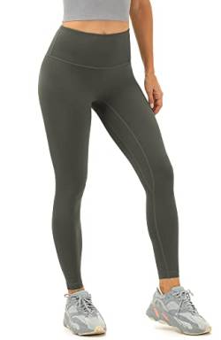 icyzone Damen Sport Leggings Blickdicht 7/8 Sporthose High Waist Yoga Hose Fitness Leggins (S, Graphite Grey) von icyzone