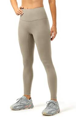 icyzone Damen Sport Leggings Blickdicht 7/8 Sporthose High Waist Yoga Hose Fitness Leggins (XL, Gravel) von icyzone