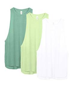 icyzone Damen Sport Tank Top Locker - Yoga Fitness Shirt Atmungsaktive Laufshirt Sport Gym Oberteile, 3er Pack (S, White/Green/Pistachio Green) von icyzone