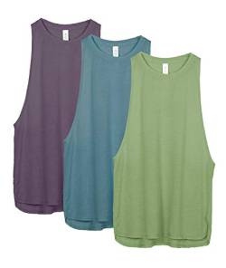 icyzone Damen Sport Tank Top Locker - Yoga Fitness Shirt Atmungsaktive Laufshirt Sport Gym Oberteile, 3er Pack (XS, Sweet PEA/Lake Blue/Plum Purple) von icyzone