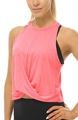 icyzone Damen Sport Tank Top Racerback Yoga Fitness Crop Top Ärmelloses Gym Shirt Oberteile (M, Peach) von icyzone