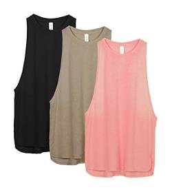 icyzone Damen Sport Top Locker - Atmungsaktive Fitness Shirt Muscle Tank Top Sport Oberteile, 3er Pack (M, Black/Beige/Pale Blush) von icyzone