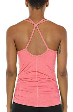 icyzone Damen Sport Yoga Tank Top - Fitness Gym Ärmelloses Shirt Trainings Top (XL, Hot Pink) von icyzone
