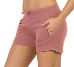 icyzone Damen Sweatshorts Kurze Hose Jogginghose Sport Laufen Shorts mit Taschen (S, Dusty Pink) von icyzone