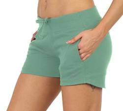 icyzone Damen Sweatshorts Kurze Hose Jogginghose Sport Laufen Shorts mit Taschen (XL, Hellgrün) von icyzone