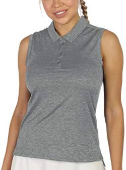 icyzone Damen Tennis Shirt Ärmellos Golf Poloshirt Fitness Sport Tank Top (L, Grau) von icyzone