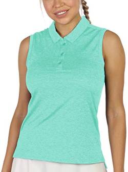 icyzone Damen Tennis Shirt Ärmellos Golf Poloshirt Fitness Sport Tank Top (L, Licht grün) von icyzone
