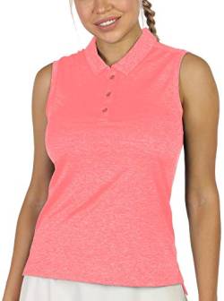 icyzone Damen Tennis Shirt Ärmellos Golf Poloshirt Fitness Sport Tank Top (M, Hot Pink) von icyzone