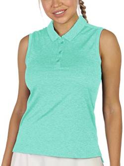 icyzone Damen Tennis Shirt Ärmellos Golf Poloshirt Fitness Sport Tank Top (M, Licht grün) von icyzone