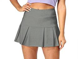 icyzone Damen Tennisröcke Hohe Taille Tennis Golf Skort mit Innenhose Sport Hosenrock Laufen Casual Rock (S, Grau) von icyzone