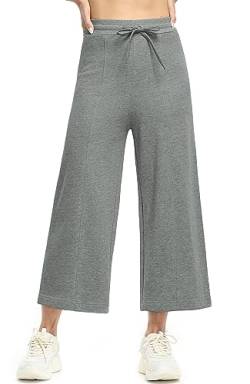 icyzone Damen Warme Gefütterte Jogginghose Thermo Fleece Cropped Sweathose Winter Verdickte Laufhose Freizeithose (Charcoal, M) von icyzone