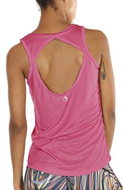 icyzone Damen Yoga Sport Tank Top - Rückenfrei Fitness Shirt Oberteil ärmellos Training Tops (XL, Sugar Coral) von icyzone