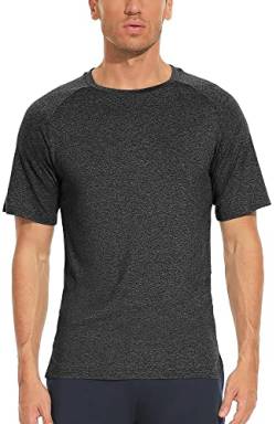 icyzone Herren Sport T-Shirts Laufshirt Kurzarm Atmungsaktiv Schnelltrocknend Gym Fitness Shirts (M, Schwarz) von icyzone