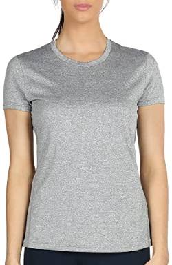 icyzone Sport T-Shirt Damen Kurzarm Laufshirt - Atmungsaktive Fitness Gym Shirt Schnell Trockened Funktionsshirt (M, Grau) von icyzone