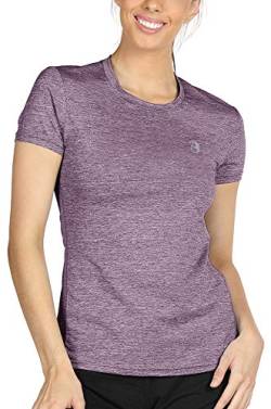 icyzone Sport T-Shirt Damen Kurzarm Laufshirt - Atmungsaktive Fitness Gym Shirt Schnell Trockened Funktionsshirt (M, Lavender) von icyzone